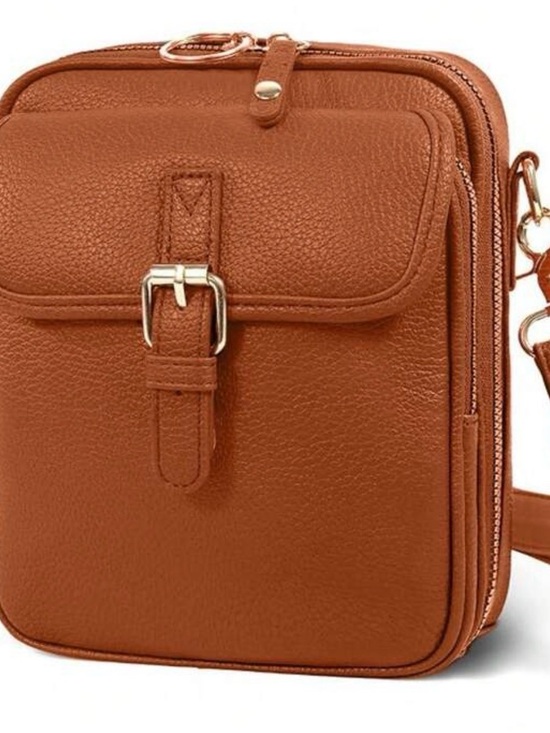 SHEIN Handbags - SHEIN Cognac Brown Mini Crossbody with Buckle Pocket